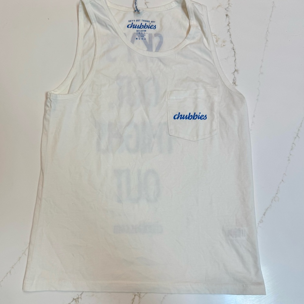 Chubbies Tank Top with Blue Logo size small NWOT